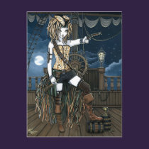 "Helena" Sky Pirate Ship Moon Fae Postcard