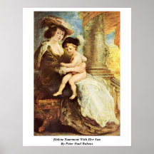 Helene Fourment With Her Son By Peter Paul Rubens Print