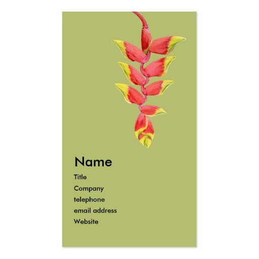 Heliconia Branch Profile Card Business Cards (back side)
