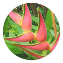 Heliconia RSVP Tropical Wedding Envelope Seals stickers