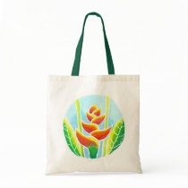 Heliconia Tropical Flower Batik Tote Bag