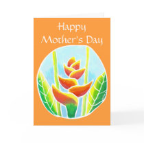 Heliconia Tropical Flower MothersDay Card Template