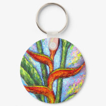 Heliconia Tropical Flower Painting - Multi keychains