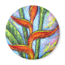 Heliconia Tropical Flower Painting - Multi magnets