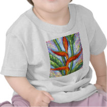 Heliconia Tropical Flower Painting - Multi Tshirts