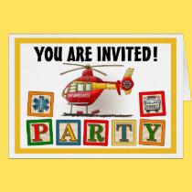 Helicopter Ambulance Party Invitation cards