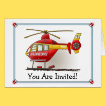 Helicopter Ambulance Party Invitation cards