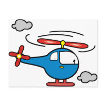 Helicopter Blue an Red postcards