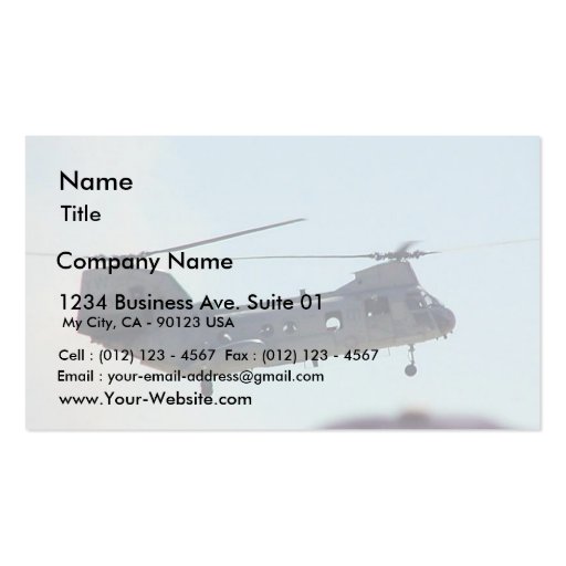 Helicopter In Air Business Card Template (front side)