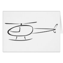 Helicopter in Swish Drawing Style Greeting Cards