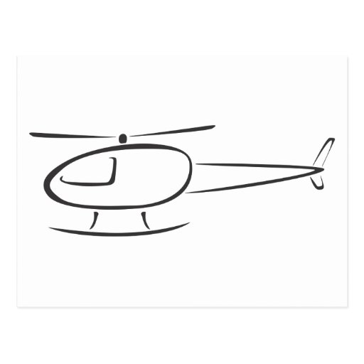 Helicopter in Swish Drawing Style Postcard | Zazzle