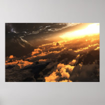 heliocentric, vue, d&#39;esprit, digital blasphemy, ryan bliss, mountains, clouds, trees, sunset, sunrise, valley, night, day, digital art, Poster with custom graphic design