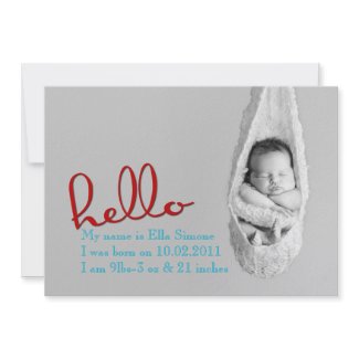 Hello Baby - birth announcement invitation