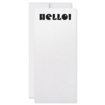 Hello!  Black and White. Custom Rack Card Design