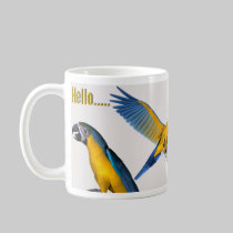 Hello...Blue & Gold Macaws #2 Mug by LCWeber Hello...Blue & Gold Macaws #2 Mug
