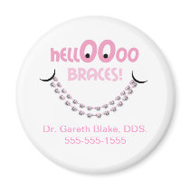 Hello Braces Pink Orthodontic Promotional Refrigerator Magnets