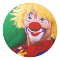 Hello Clown Round Stickers