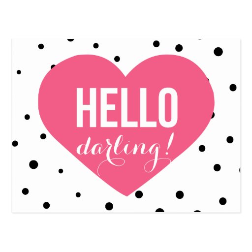 Hello Darling Polka Dots Greeting Postcard Zazzle