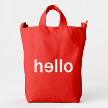 cool, hello, minimalist, typography, funny, words, unique, original, green, fun, welcome, hip, boho, minimalism, color, bag, [[missing key: type_groupestahl_bagguduckba]] with custom graphic design