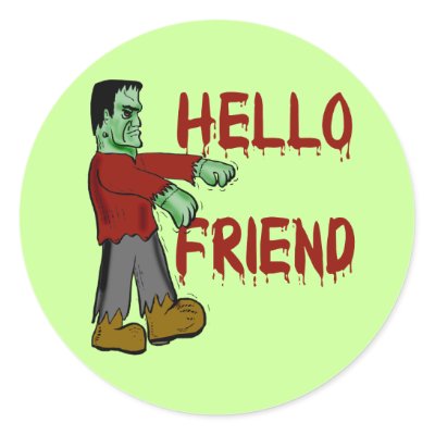 Hello Friend Frankenstein Halloween Sticker