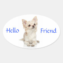 Hello Friend Long Haired Chihuahua Sticker