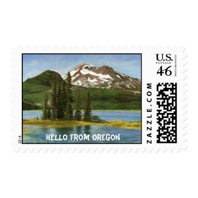 Hello from Oregon Postage & Matching Greeting Card by mcreate