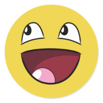 hello happy face round sticker