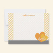 Hello Hearts Personalized Flat Note Cards (Orange) Custom Announcement
