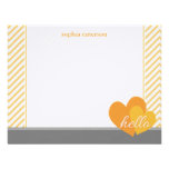 Hello Hearts Personalized Flat Note Cards (Orange) Custom Announcement