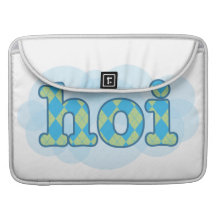 Hello in dutch hoi with argyle pattern sleeve for MacBook pro