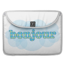 Hello in french bonjour with  argyle pattern MacBook pro sleeves