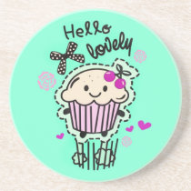 Hello Lovely in Mint green retro style. coasters