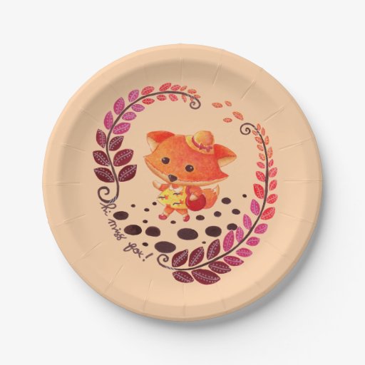 hello miss fox 7 inch paper plate zazzle hello miss fox 7 inch paper plate zazzle