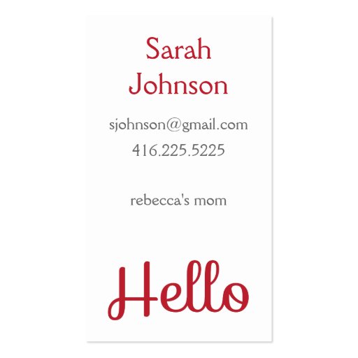 'Hello' Mommy Calling Card Business Card