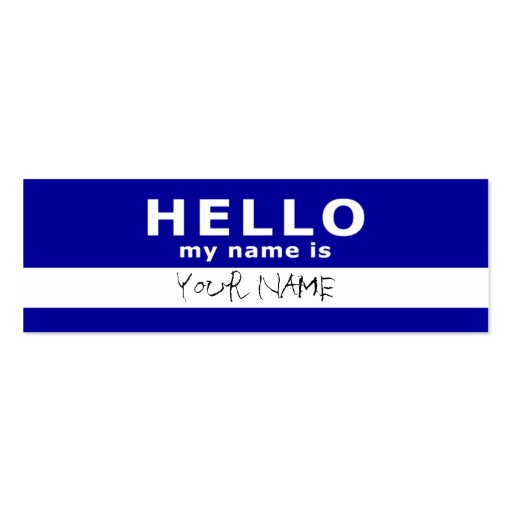 hello my name is : 2-sided : blue business card template