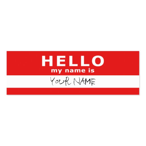 hello my name is : 2-sided : red business card template