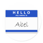 Hello My Name Is Abel Round Sticker