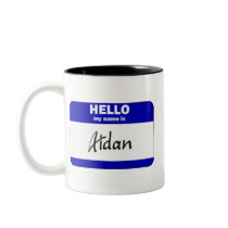 Hello My Name Is Aidan (Blue) Coffee Mugs