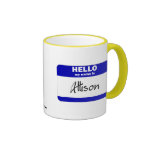 Hello My Name Is Allison (Blue) Coffee Mugs
