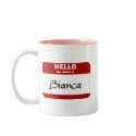 Hello My Name Is Bianca (Red) mugs by Name_Gear Hello My Name Is Bianca (Red) mugs