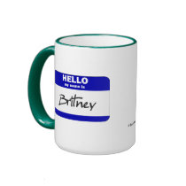 Hello My Name Is Britney (Blue) mugs by Name_Gear Hello My Name Is Britney (Blue) mugs