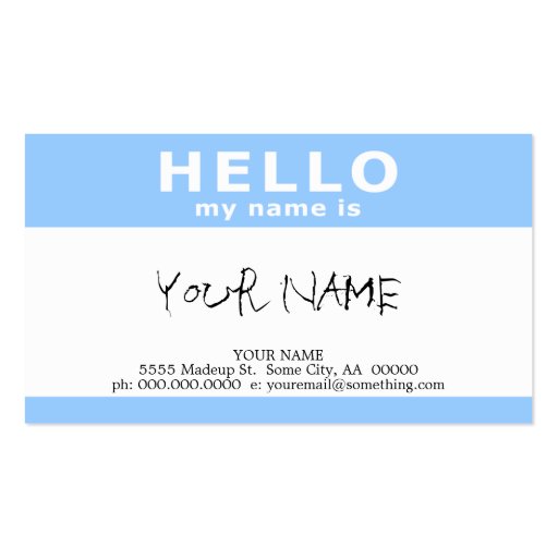 hello my name is : business card templates (front side)