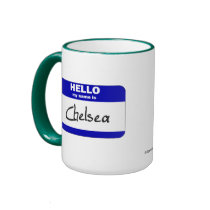 Hello My Name Is Chelsea (Blue) mugs