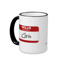 Hello My Name Is Chris (Red) mugs