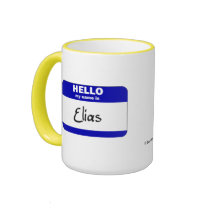 Hello My Name Is Elias (Blue) mugs
