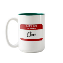 Hello My Name Is Elias (Red) mugs