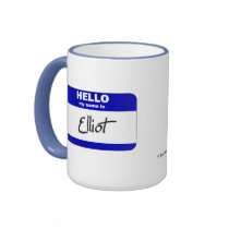 Hello My Name Is Elliot (Blue) mugs
