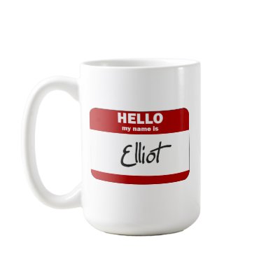 Hello My Name Is Elliot (Red) Mug by Name_Gear