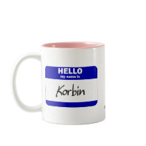 Hello My Name Is Korbin (Blue) mugs by Name_Gear Hello My Name Is Korbin (Blue) mugs