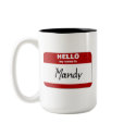 Hello My Name Is Mandy (Red) mugs